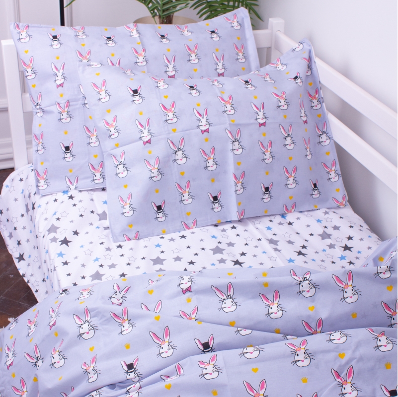 Підковдра на блискавці MirSon Kids Time 17-0527 Bunnies, бязь, 210х143 см, сіра - фото 2