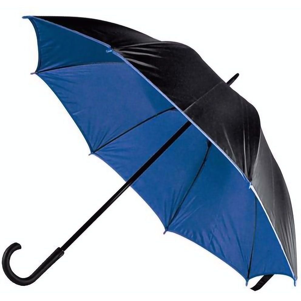 Зонт-трость Bergamo Bloom, черный с синим (71250-44) - фото 1