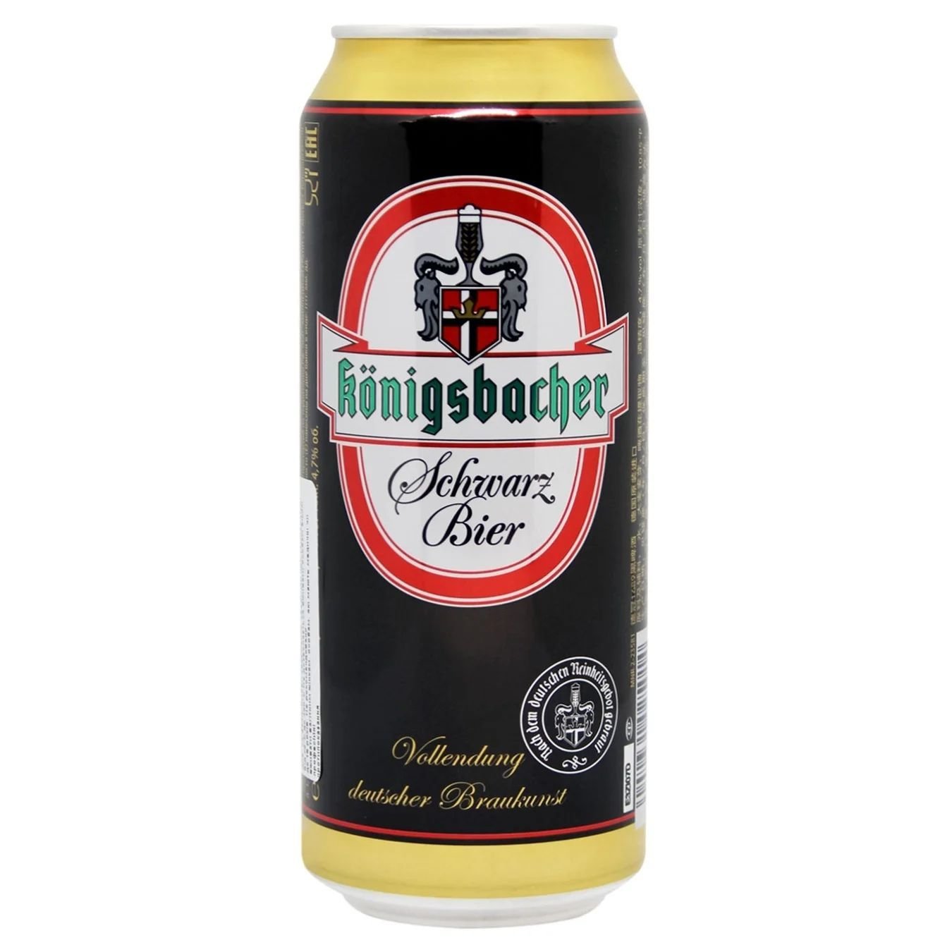 Пиво Kоnigsbacher Schwarz Bier темное, 7%, ж/б, 0.5 л - фото 1