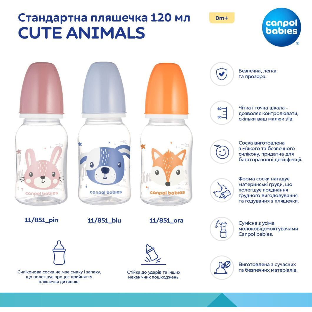 Бутылочка Canpol Babies Cute Animals 120 мл. (11/851_ora) - фото 4