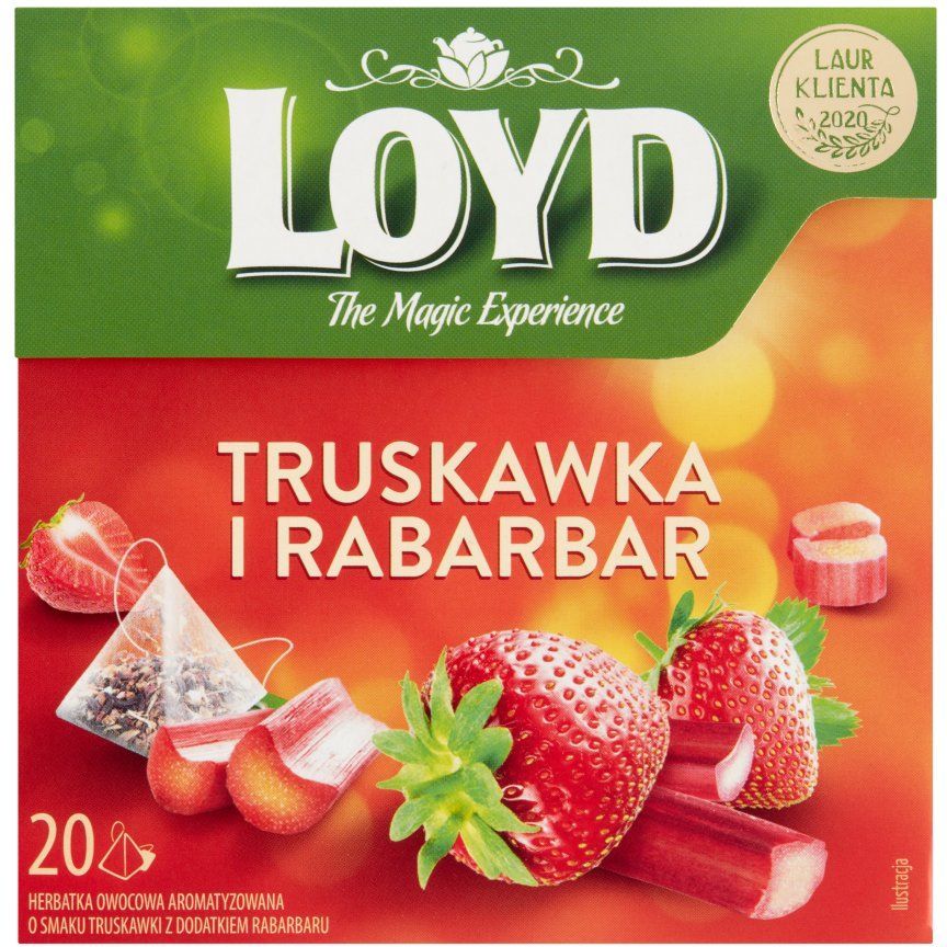 Чай фруктовий Loyd Strawberry&Rhubarb, полуниця та ревінь, у пірамідках, 40 г - фото 1
