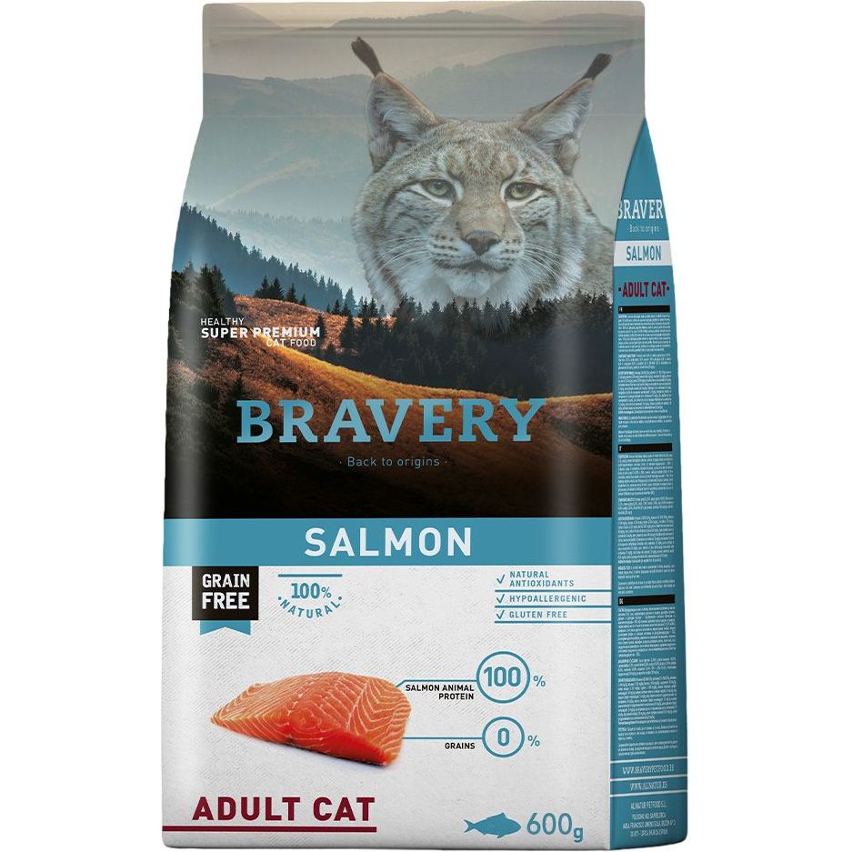 Сухой корм для кошек Bravery Salmon Adult Cat с лососем 600 г - фото 1