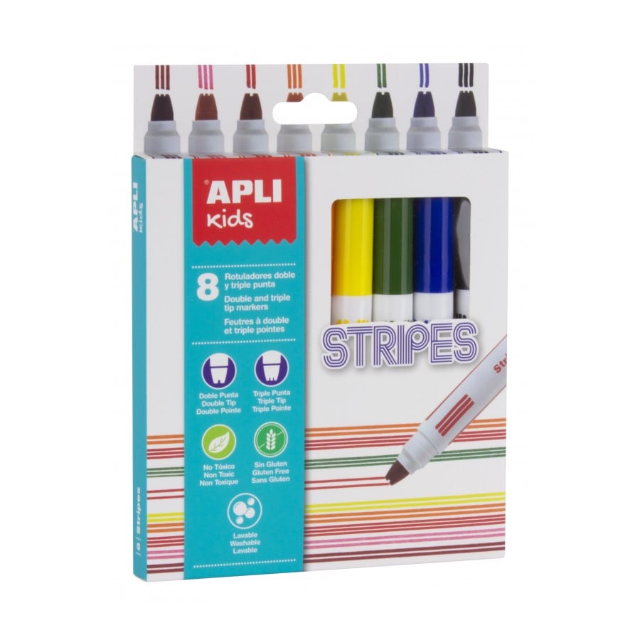 Набір маркерів Apli Kids маркери-смужки, 8 кольорів, 8 шт. (16809) - фото 1