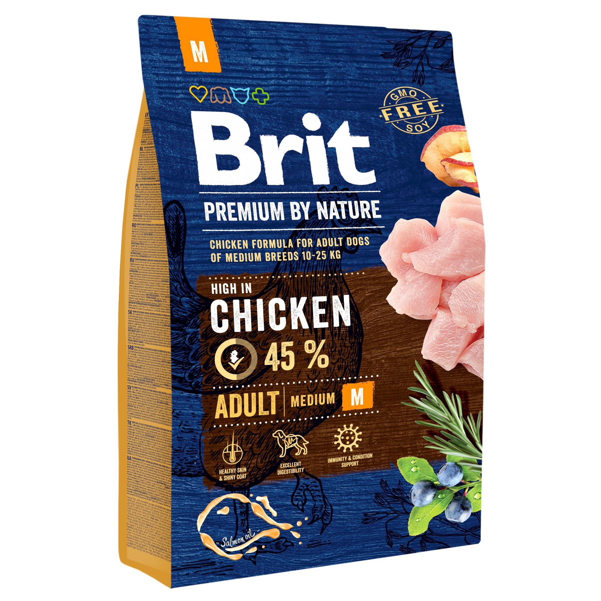 Сухой корм для собак средних пород Brit Premium Dog Adult М, с курицей, 3 кг - фото 1