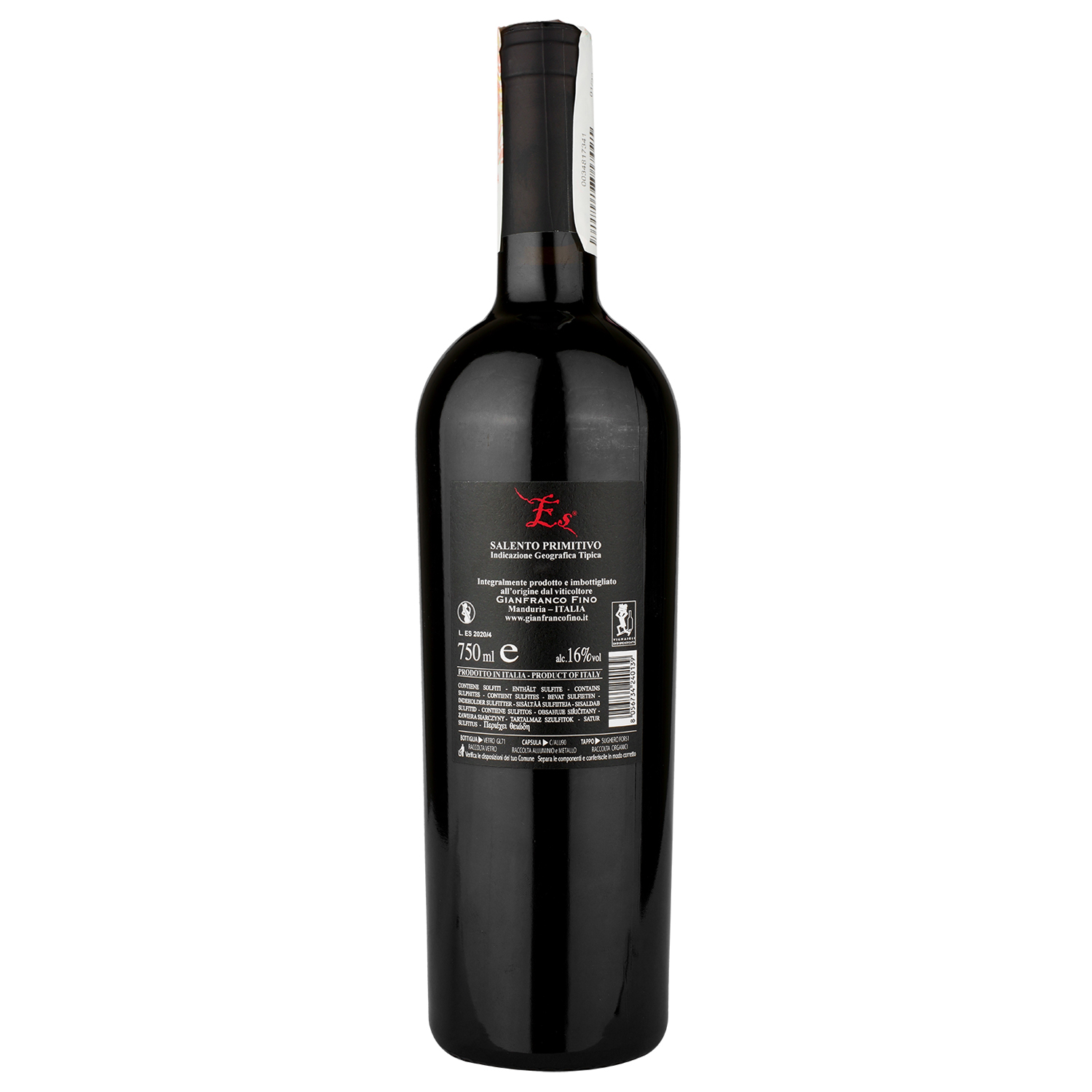 Вино Gianfranco Fino Es Salento Primitivo 2020, красное, сухое, 0,75 л - фото 2