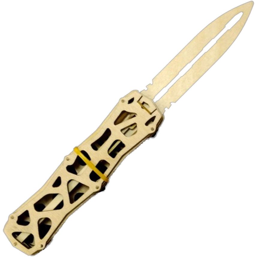 Сувенірний дерев'яний ніж Сувенір-декор Викидуха Скелетон SK-GOLD (Золотий) - фото 1