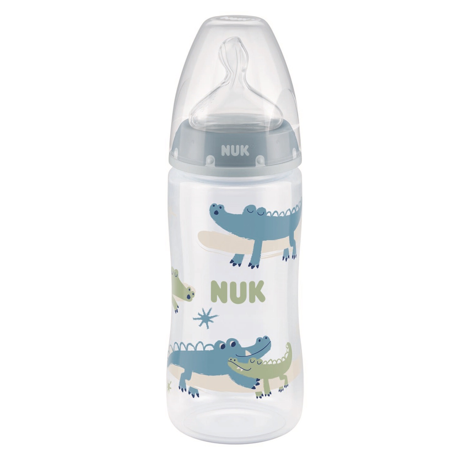 Бутылочка для кормления NUK First Choice Plus Крокодил, c силиконовой соской, 300 мл, голубой (3952397) - фото 1