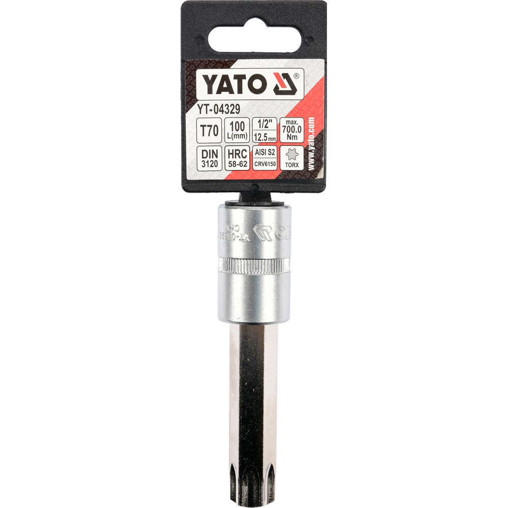 Головка торцевая Yato квадрат 1/2" TORX удлиненная Т70 L= 100 мм (YT-04329) - фото 3