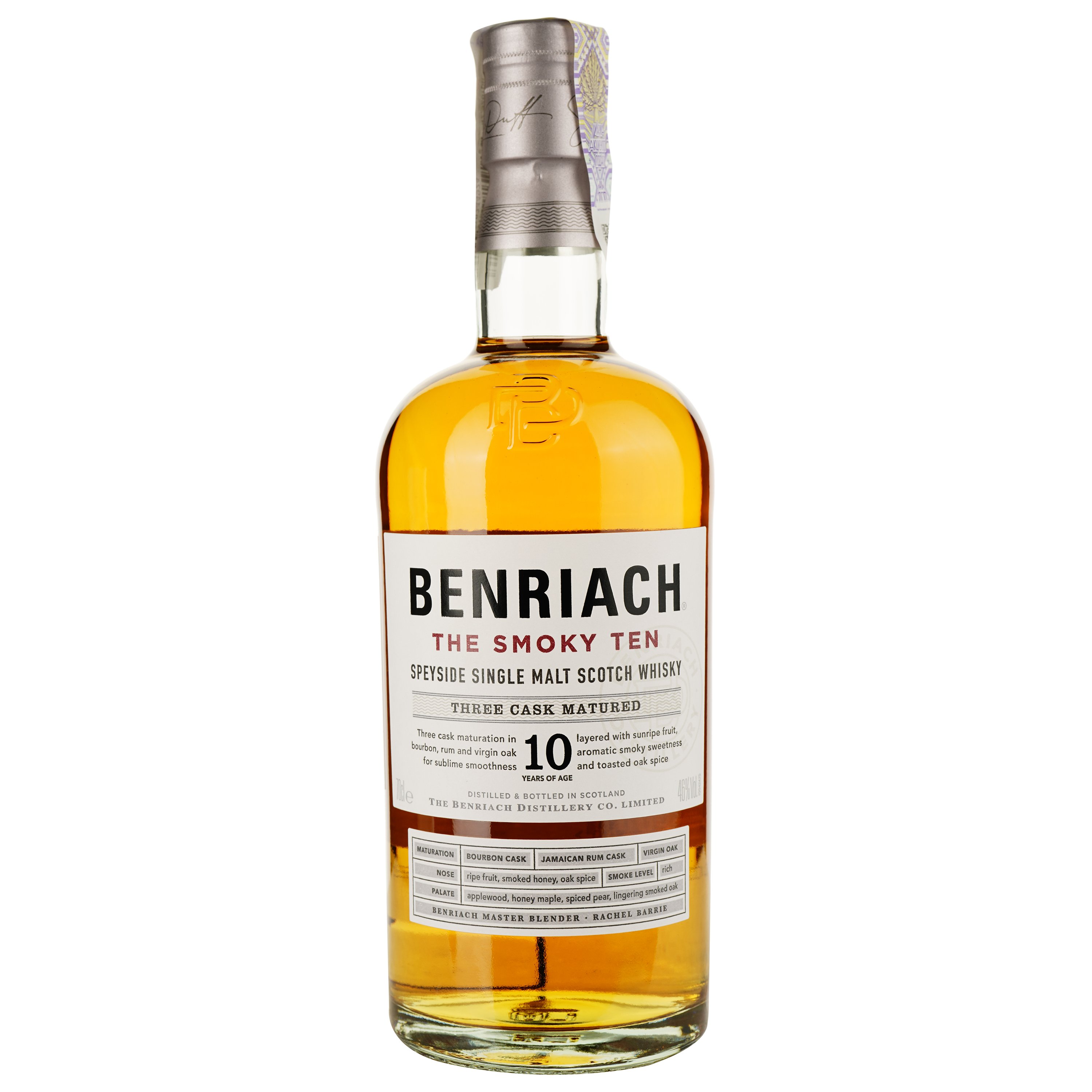 Виски BenRiach The Smoky Ten 10 yo Single Malt Scotch Whisky 46% 0.7 л в тубусе - фото 2