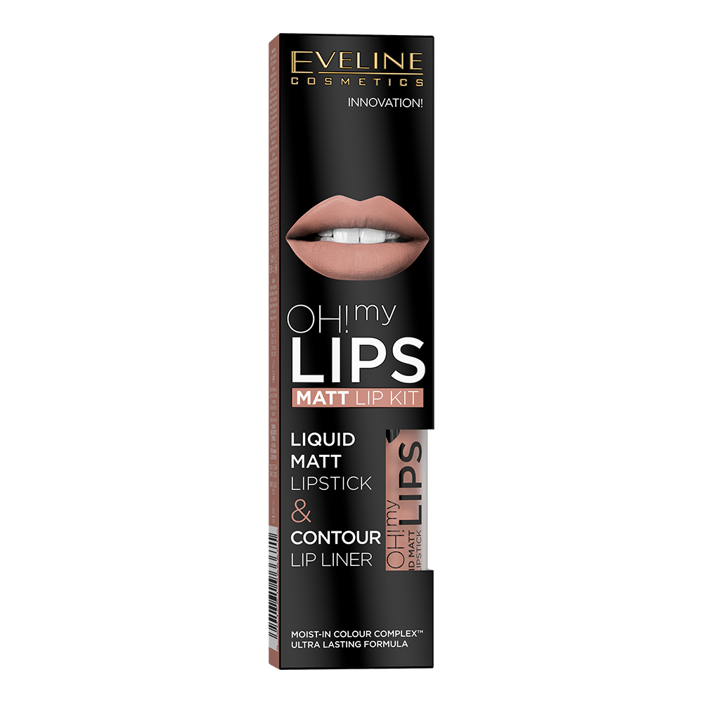Набір Eveline №1: матова губна помада Oh My Lips, відтінок 01, 4,5 мл + контурний олівець для губ Max Intense Colour, відтінок 17 (Nude), 1,2 г (LBL4LIPSK01) - фото 3