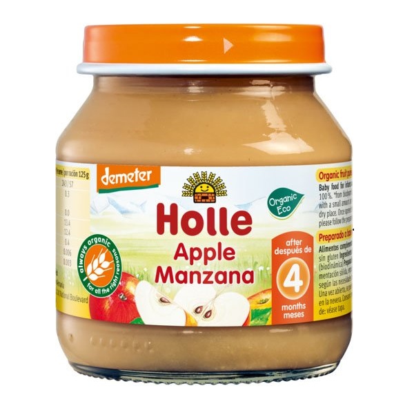 Фото - Дитяче харчування Holle Пюре  Яблуко, органічне, 125 г  (32832)