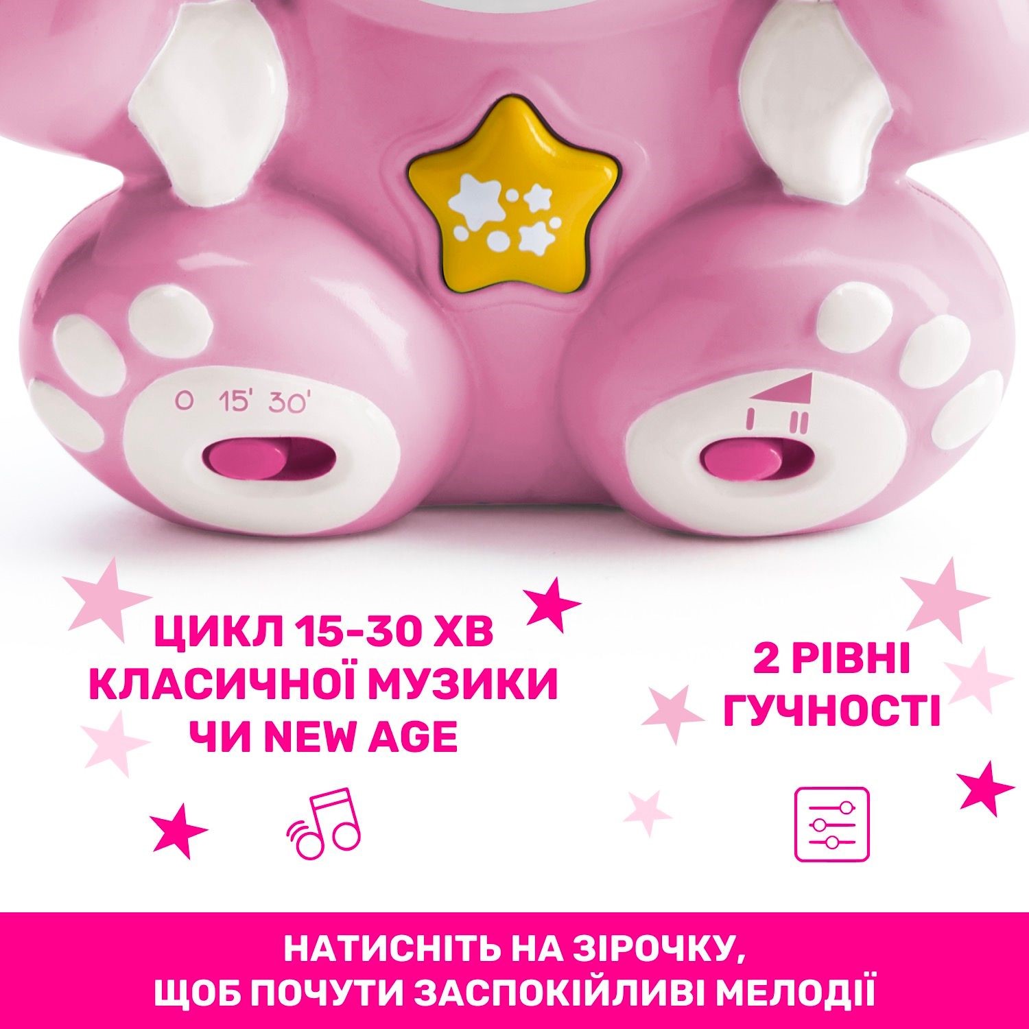 Іграшка-проектор Chicco Ведмедик під веселкою, рожевий (10474.10) - фото 4