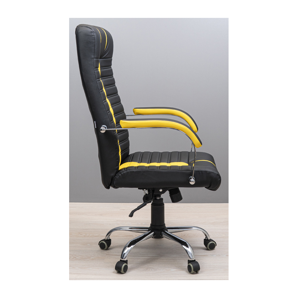 Крісло офісне Richman Атлант Хром M-2 Anyfix Флай чорний + жовтий (RCM-1004) - фото 3