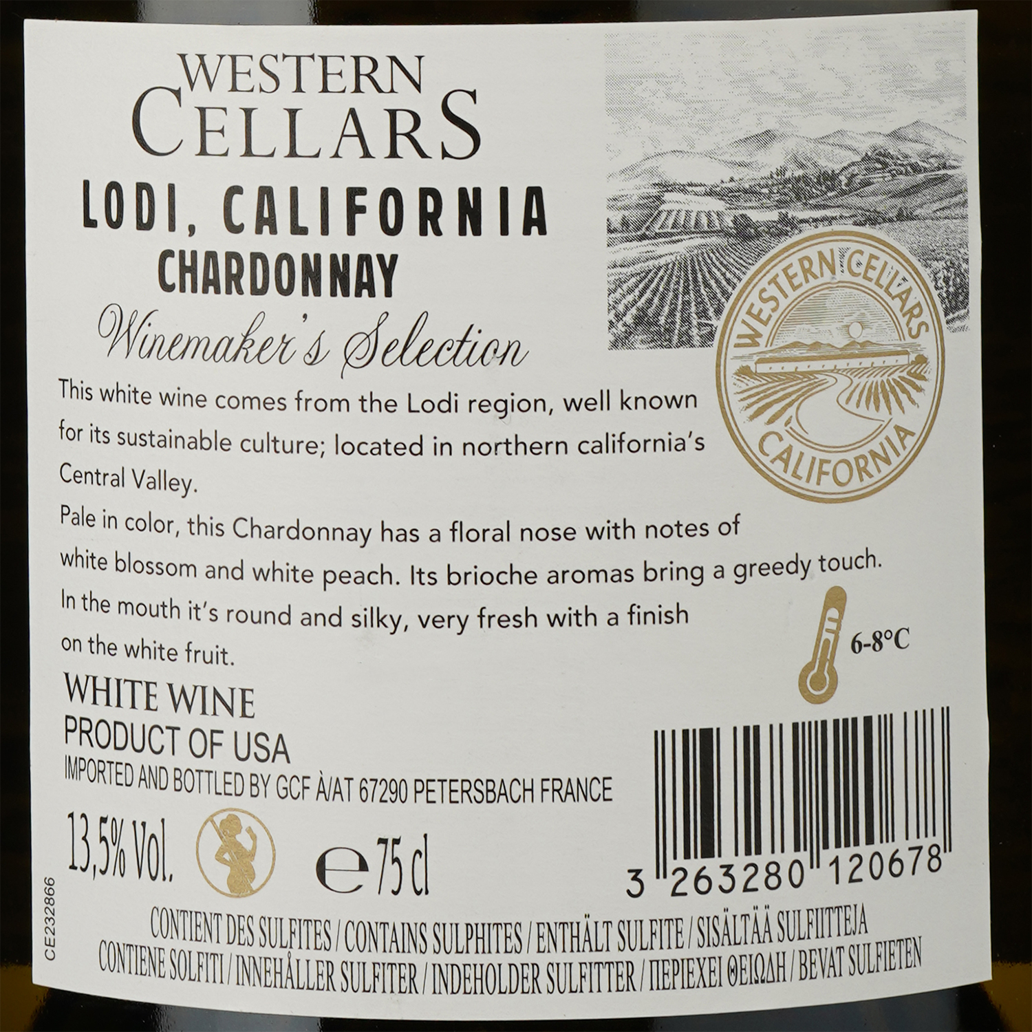 Вино Western Cellars Winemaker's Select Chardonnay, белое, сухое,13%, 0,75 л (878452) - фото 3