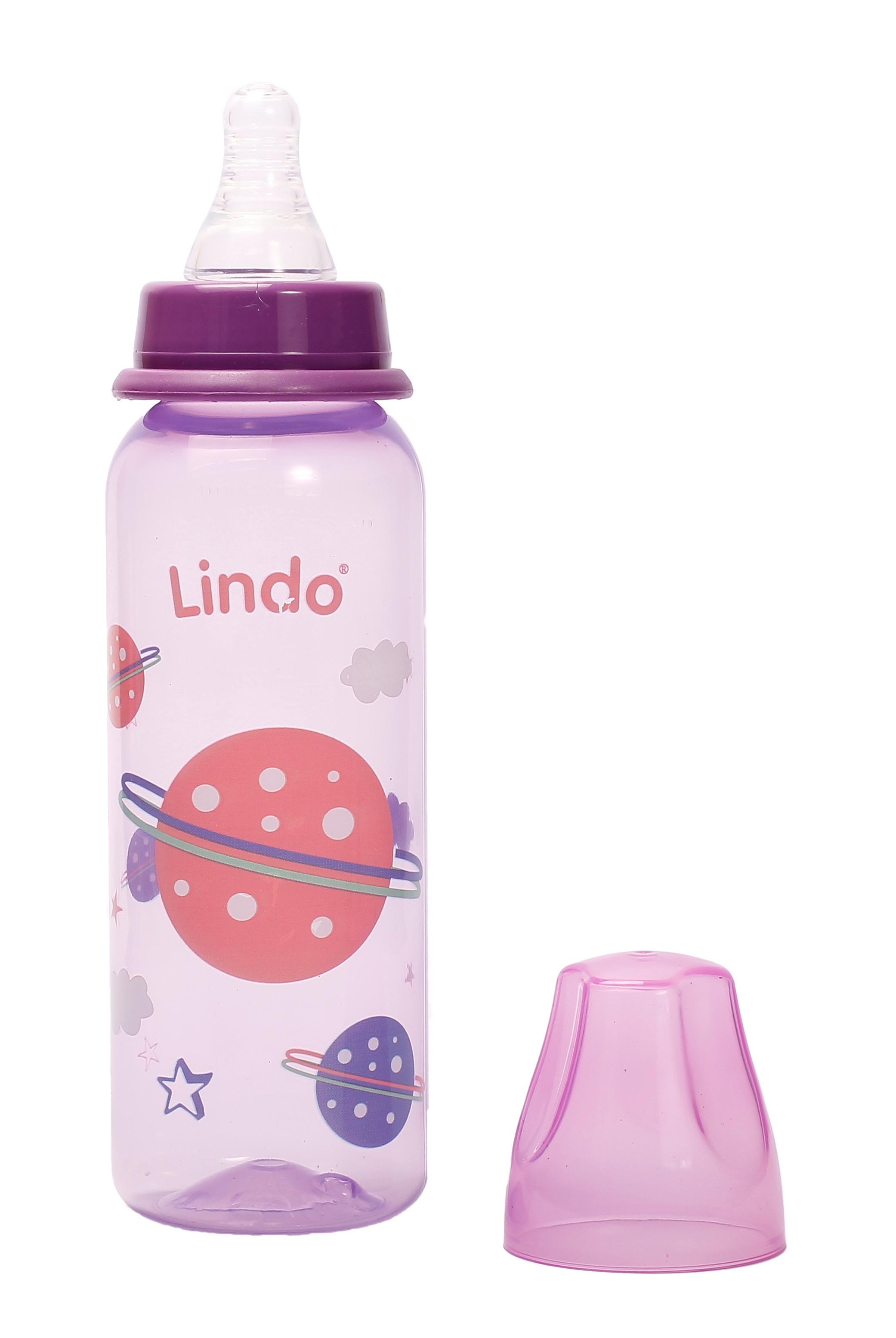 Пляшечка для годування Lindo, з силіконовою соскою, 250 мл, фіолетовий (Li 138 фиол) - фото 2