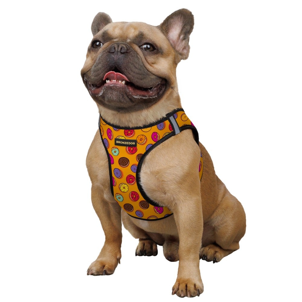 Шлея для собак Bronzedog Sport Vest Пончики XXS 15х13х3 см оранжевая - фото 3