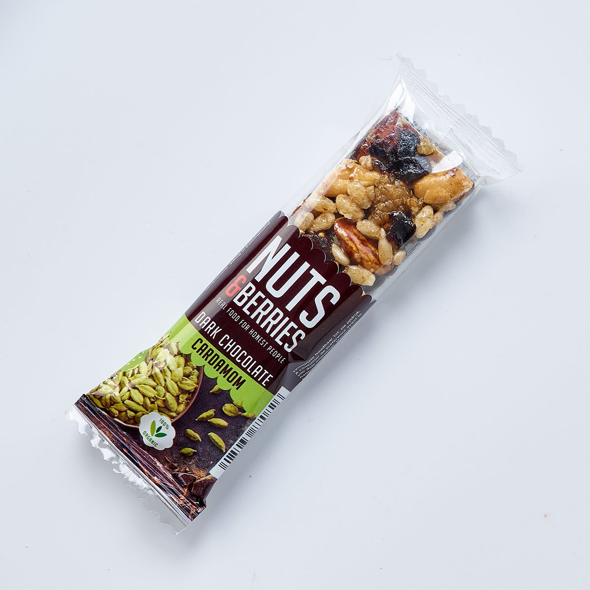 Батончик Nuts & Berries ореховый с кардамоном и черным шоколадом органический 40 г - фото 2