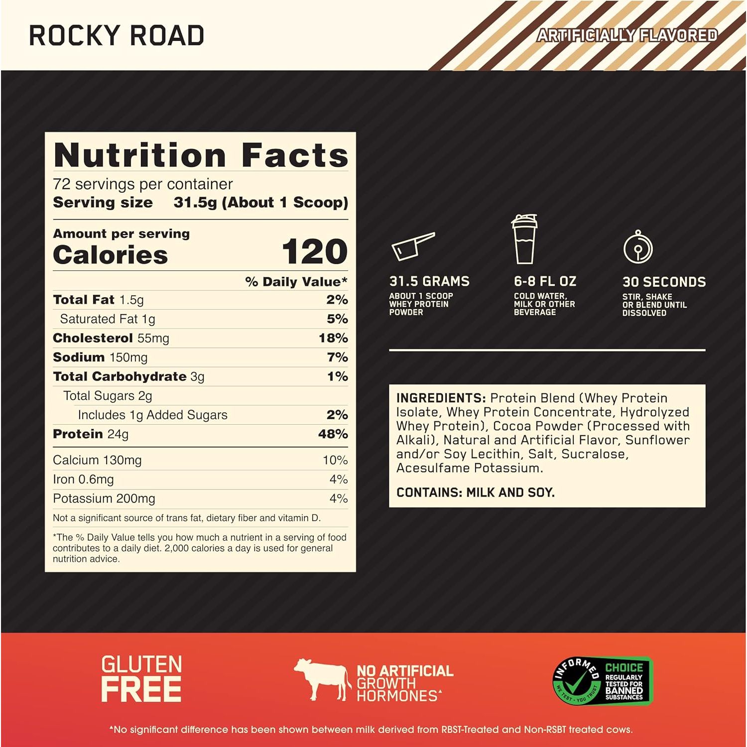 Сывороточный протеин Optimum Nutrition Whey Gold Standard Rocky road 2.27 кг - фото 4