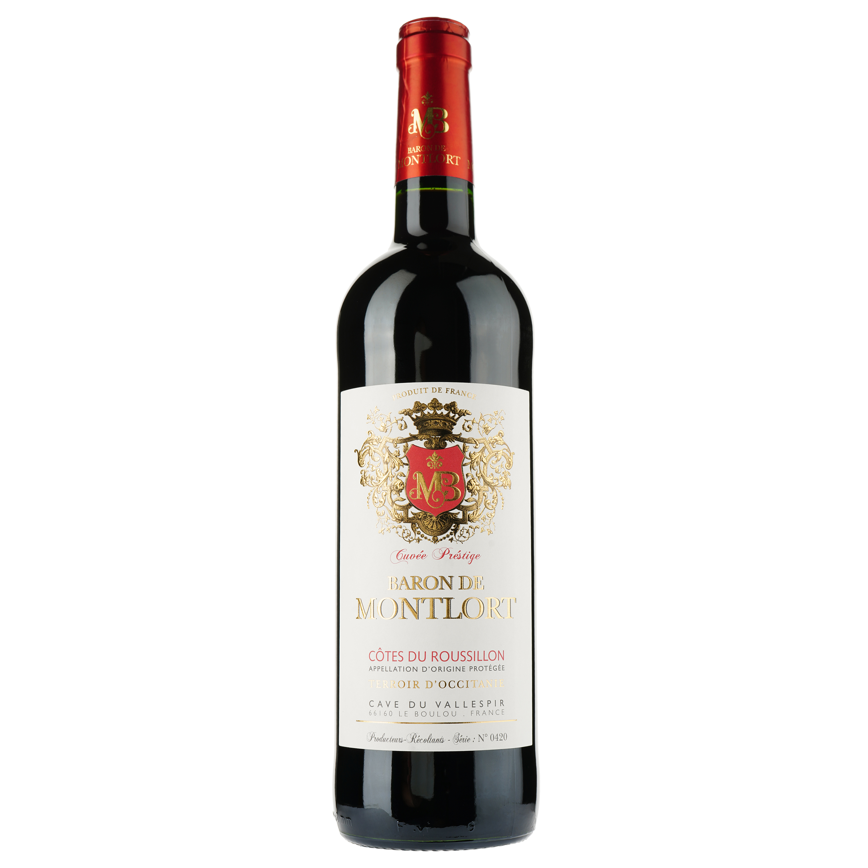 Вино Baron de Montlort 2019 Cotes du Roussillon AOP, красное, сухое, 0,75 л - фото 1