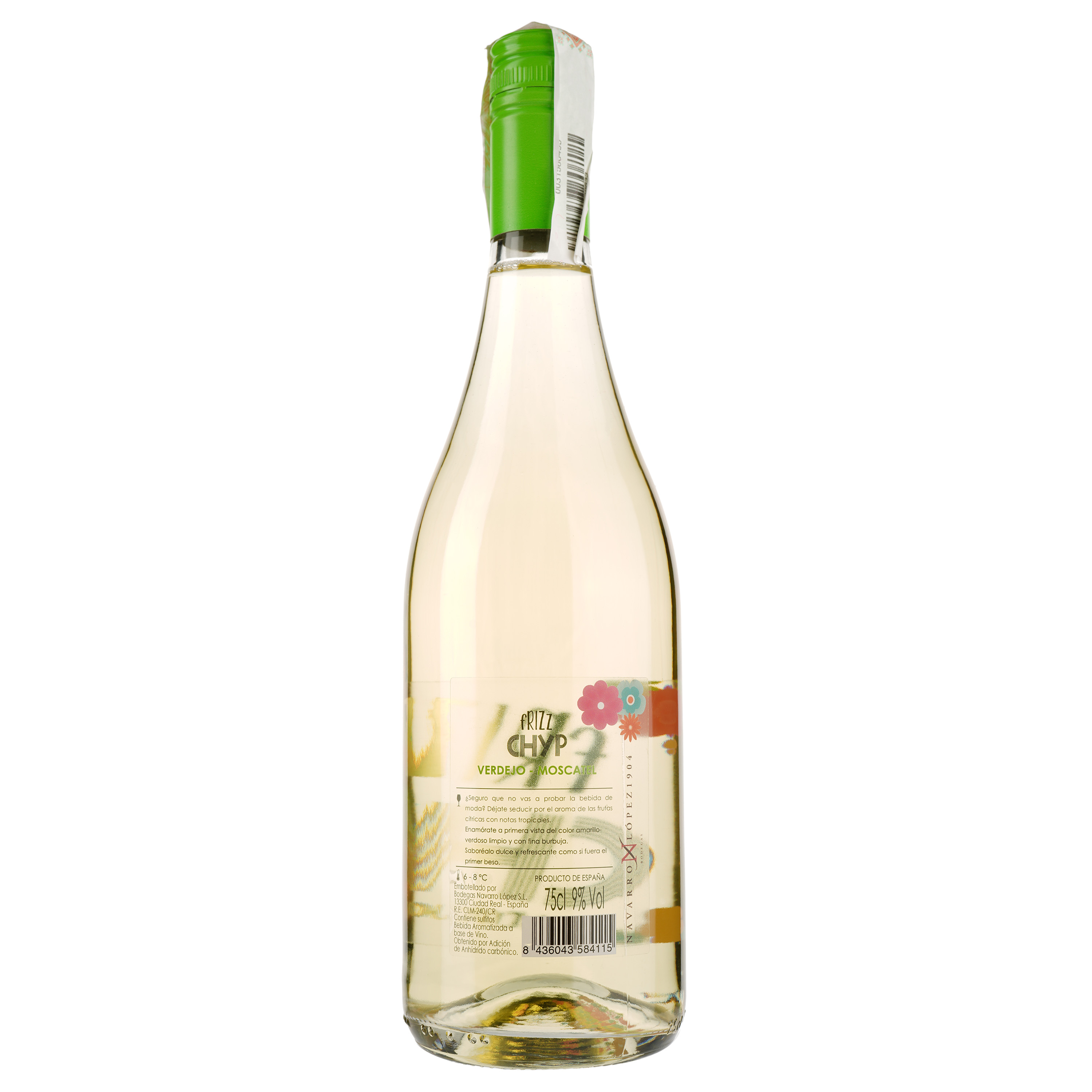 Вино игристое Frizz Chic Verdejo Moscatel, белое, полусладкое, 9%, 0,75 л - фото 2