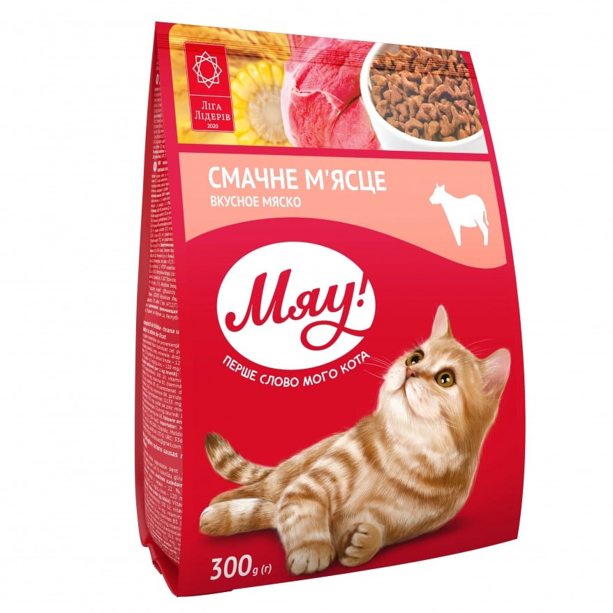 Сухой корм для кошек Мяу, с мясом, 300 г (B1210120) - фото 1