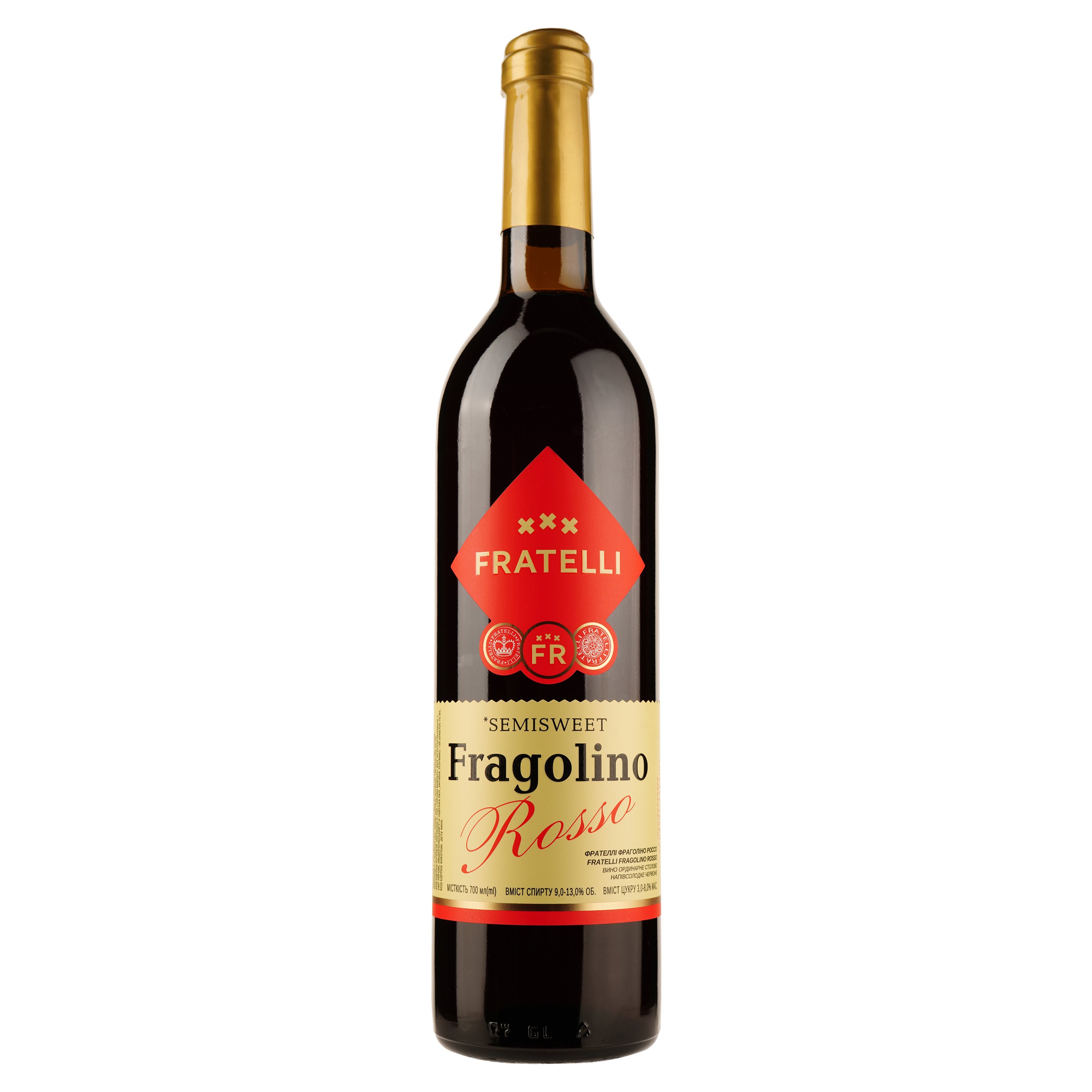 Вино Fratelli Fragolino Rosso, червоне, напівсолодке, 0,7 л - фото 1