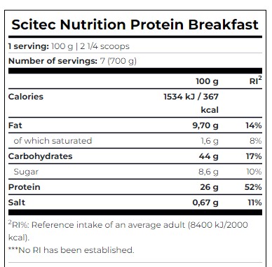 Протеїновий сніданок Scitec Nutrition Protein Breakfast Strawberry 700 г - фото 2