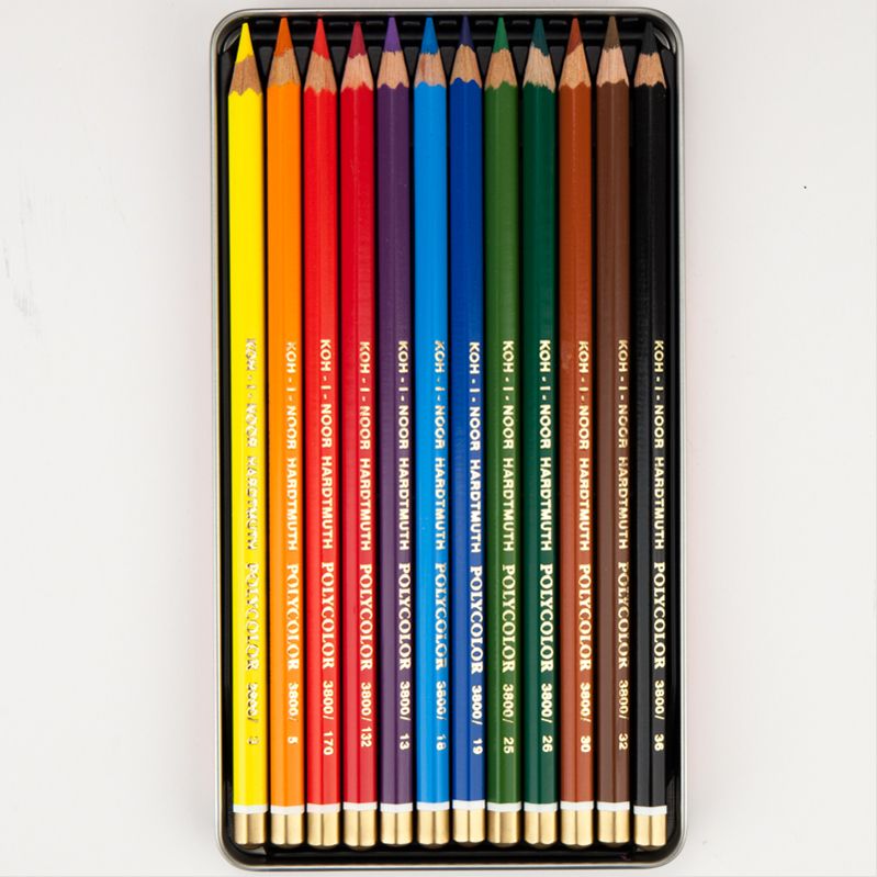 Карандаши цветные художественные Koh-i-Noor Polycolor 12 шт. в металлической коробке (3822012002PL) - фото 2