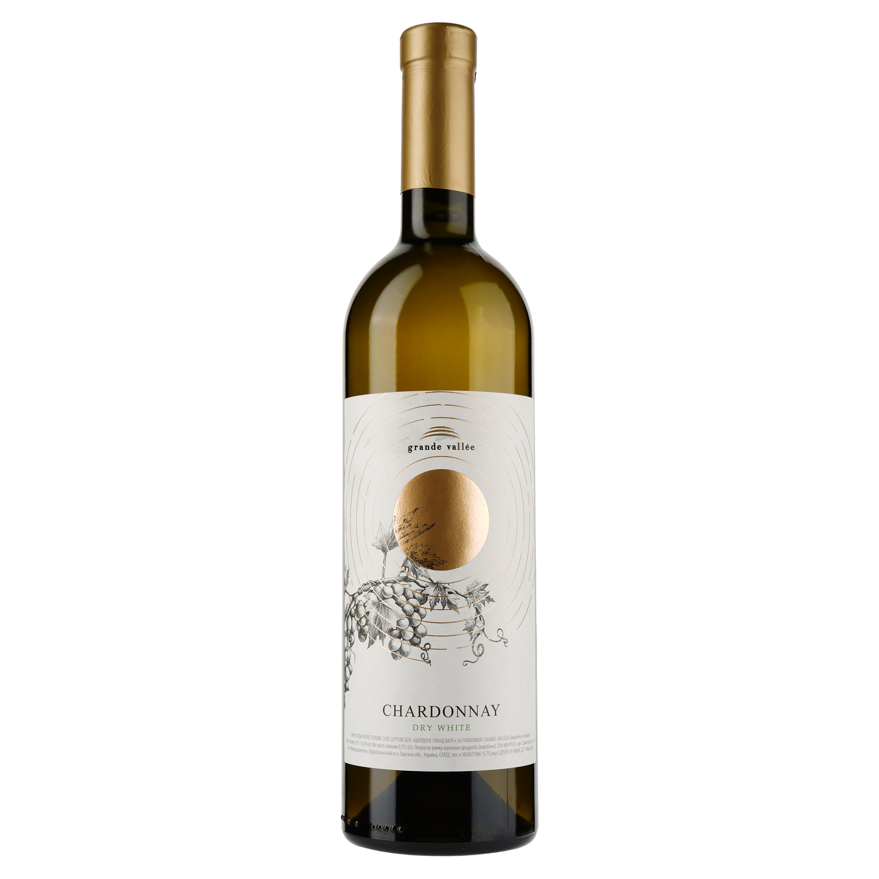 Вино Grande Vallee Chardonnay, белое, сухое, 0,75 л - фото 1