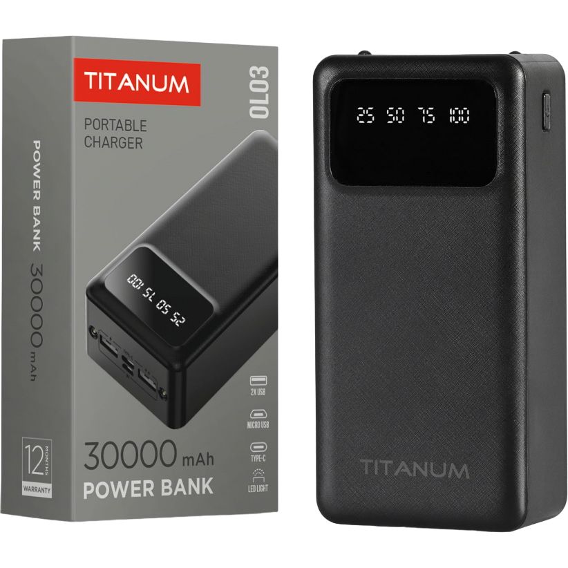 Повербанк Titanum OL03 Black 30000 mAh (TPB-OL03-B) - фото 1