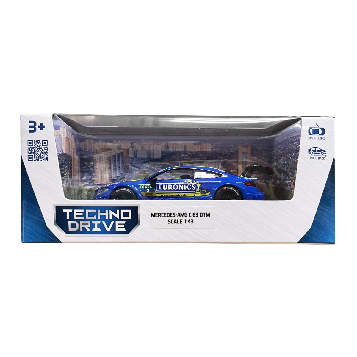 Автомодель TechnoDrive Mercedes-AMG C63 DTM 1:43 синя (250355) - фото 2