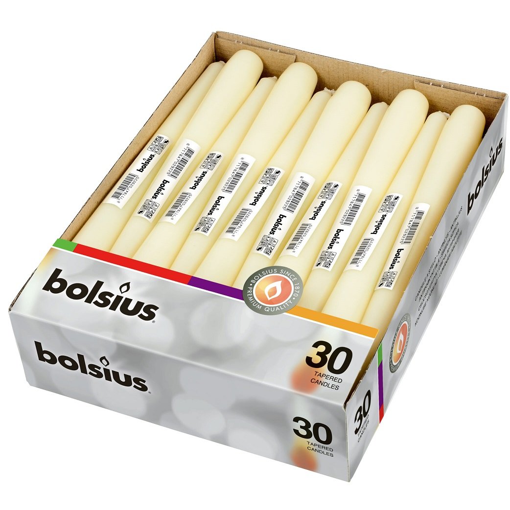 Свечи Bolsius конусные, 24,5х2,4 см, кремовый, 30 шт. (359705.1) - фото 1