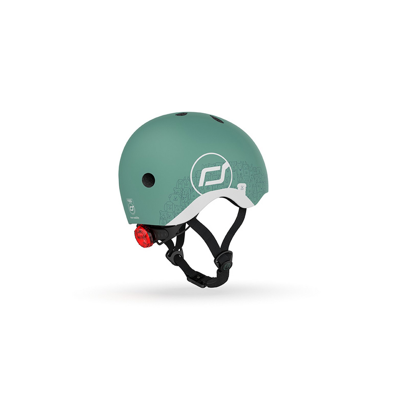 Шлем защитный Scoot and Ride светоотражающий, с фонариком, 45-51 см (XXS/XS), серо-зеленый (SR-210225-FOREST) - фото 2