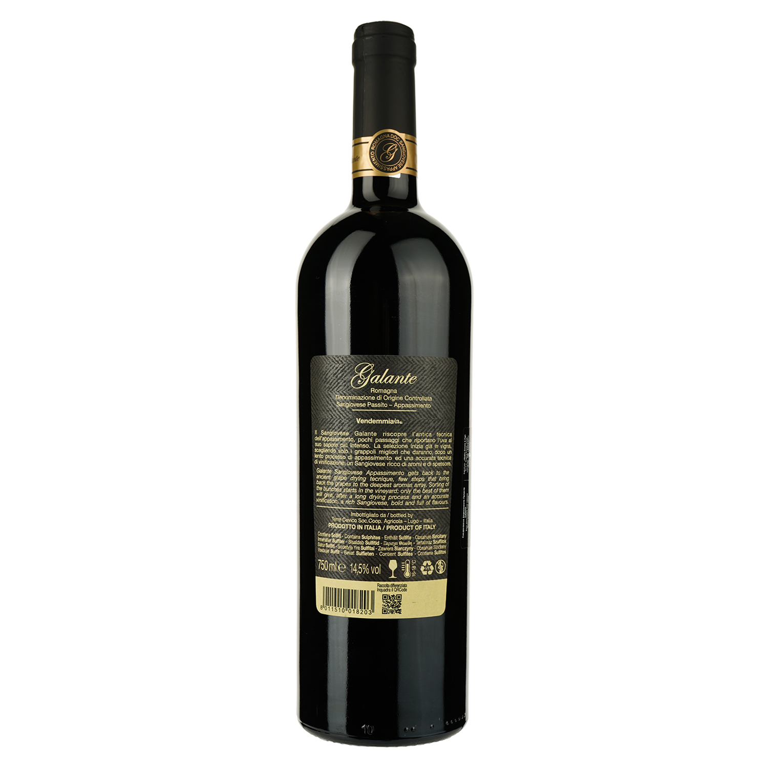 Вино Medici Ermete Galante Sangiovese Appassimento, красное, сухое, 14,5%, 0,75 л - фото 2