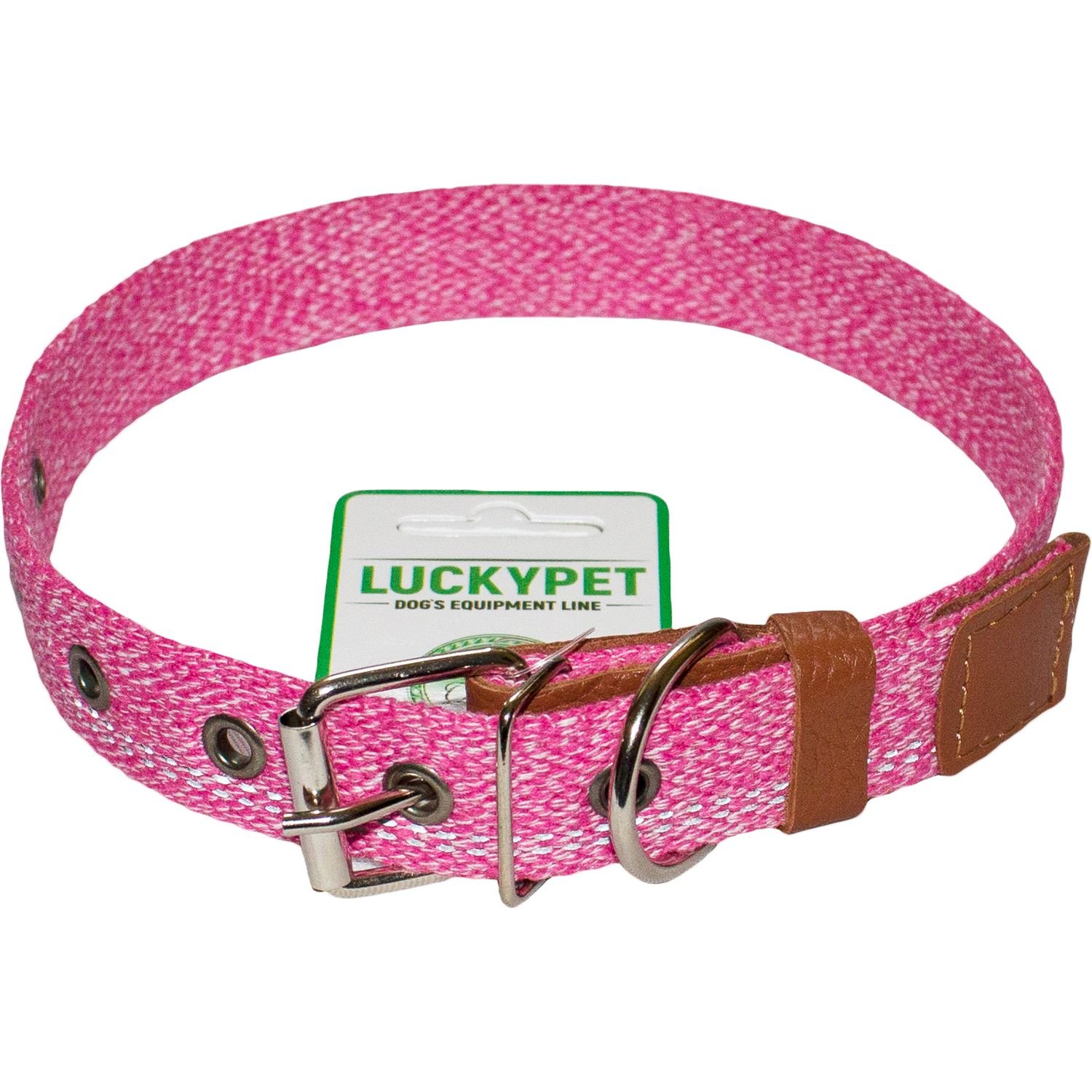 Нашийник одинарний Lucky Pet Melange, світловідбивний, 37-52х2,5 см, рожевий - фото 1