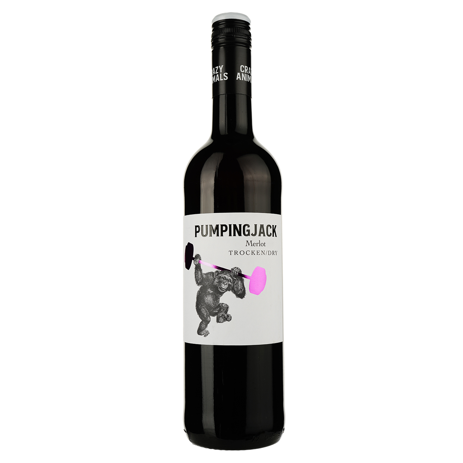 Вино Crazy Animals Pumping Jack Merlot, червоне, сухе, 0,75 л - фото 1