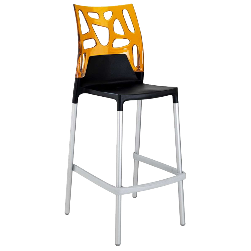 Барный стул Papatya Ego-Rock, черный с оранжевым (815017) - фото 1