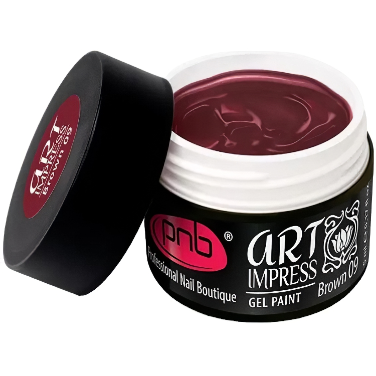 Гель-фарба PNB UV/LED Art Impress gel paint brown 09 коричнева 5 мл - фото 1