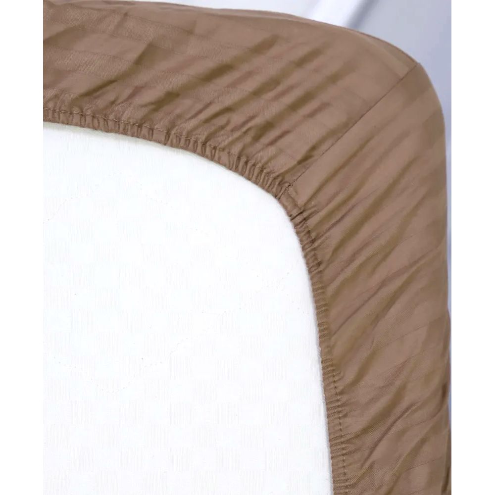 Простыня на резинке LightHouse Sateen Stripe Brown 200х90 см коричневая (604944) - фото 5