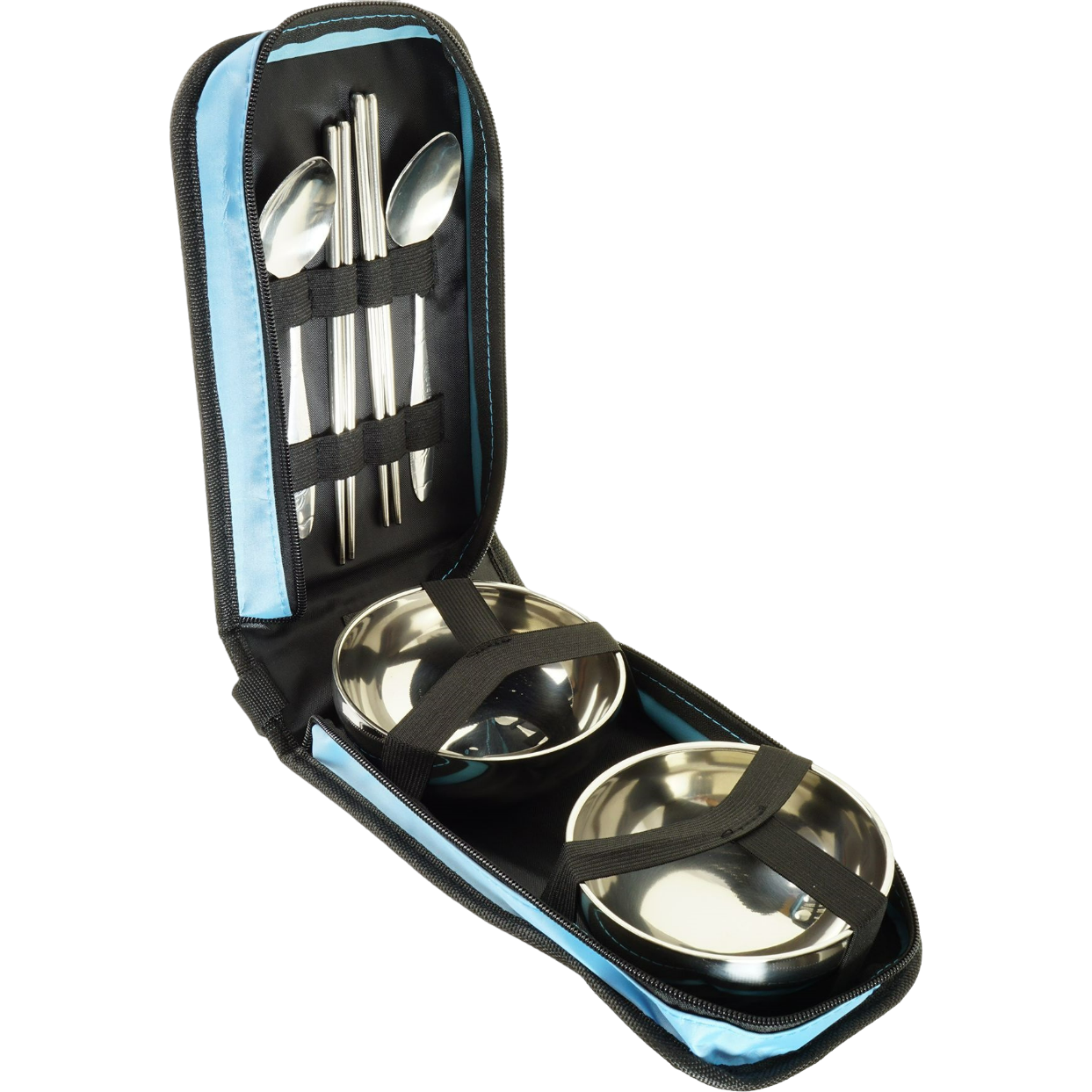 Портативный набор посуды для пикника Supretto, в сумке, на 2 персоны, голубой (60010001) - фото 1