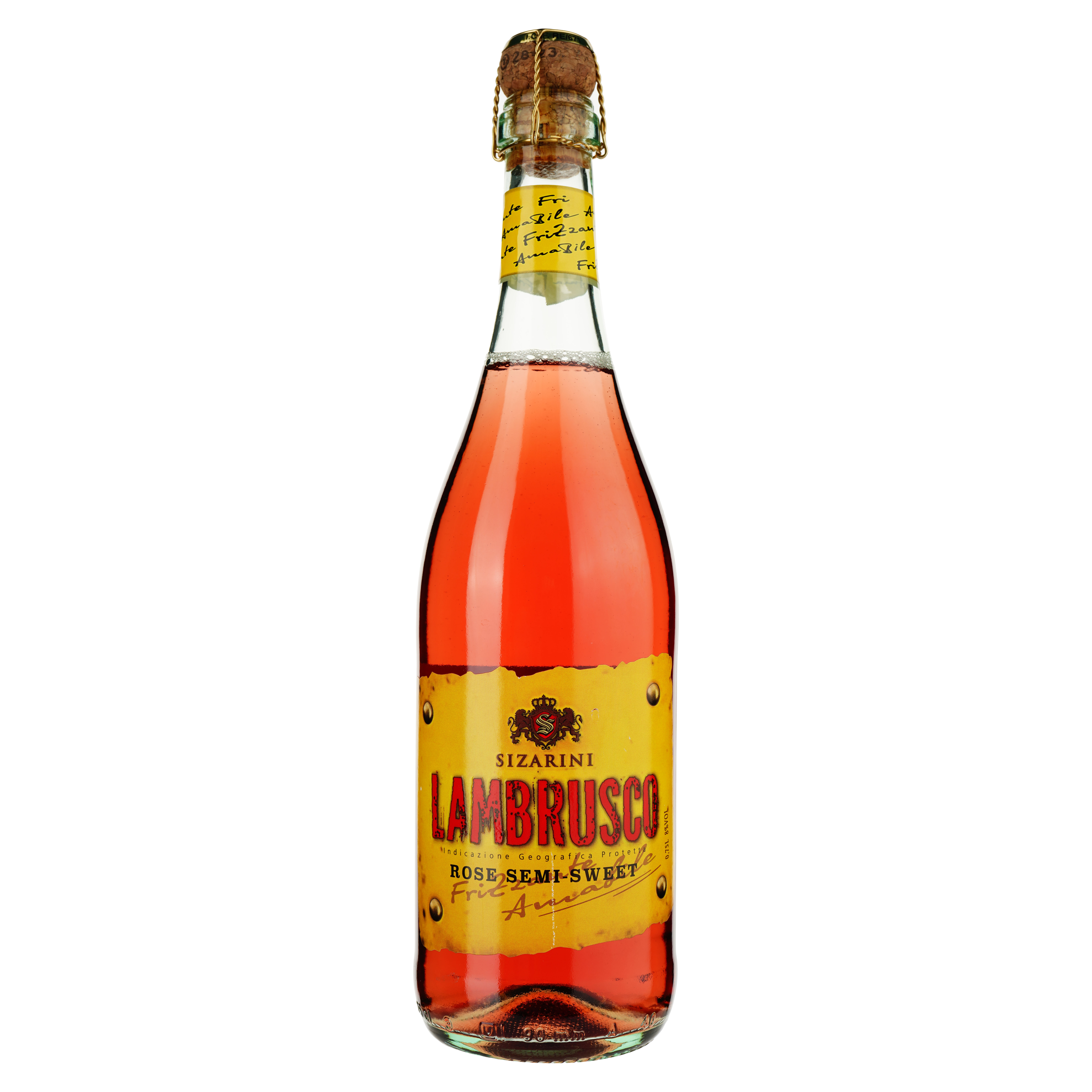 Вино Sizarini Lambrusco игристое, розовое, полусладкое, 8%, 0,75 л (478691) - фото 1
