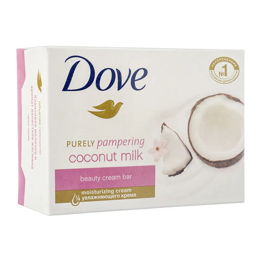 Крем-мыло Dove Purely Pampering Coconut Milk Beauty Cream Bar Кокосовое молочко и лепестки жасмина, 100 г - фото 1