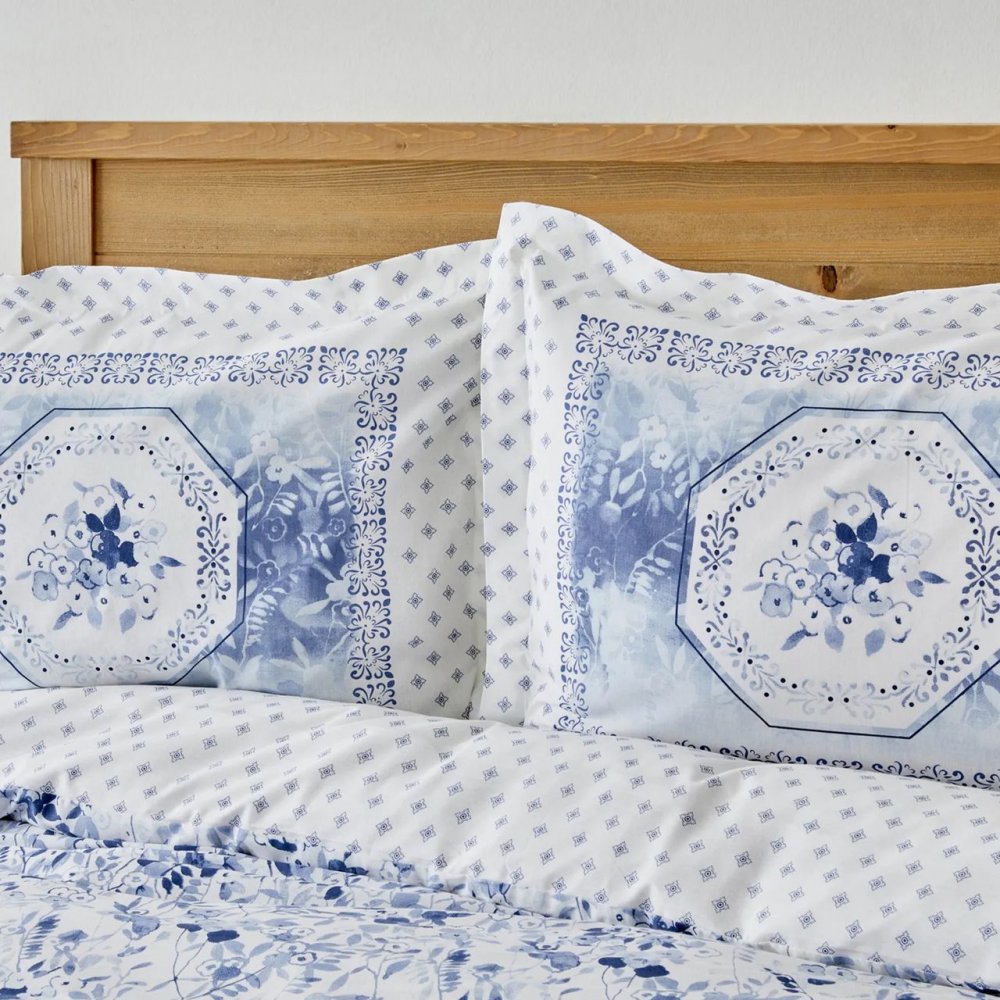 Комплект постельного белья Karaca Home Amelia mavi, ранфорс, евростандарт, голубой (svt-2000022298599) - фото 3