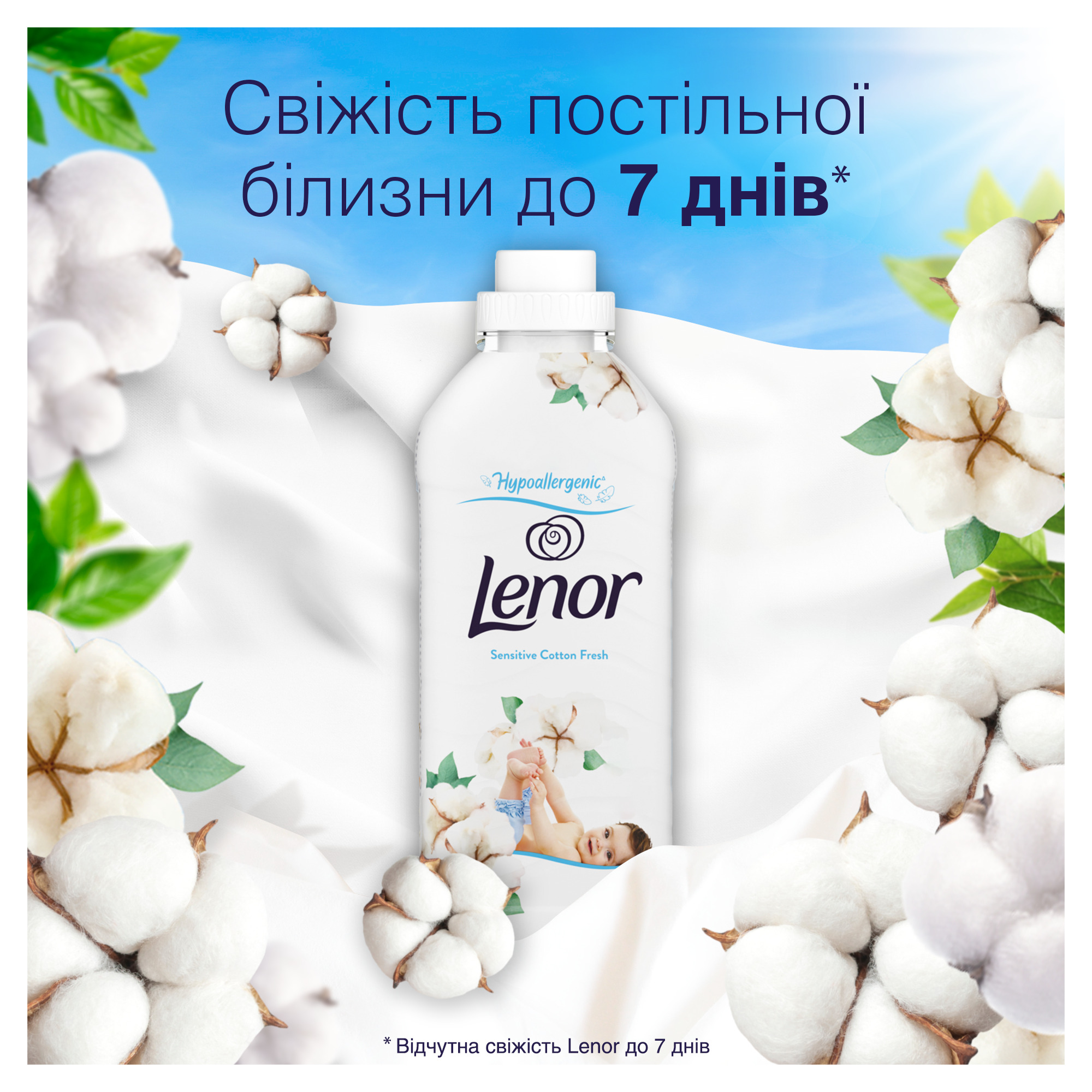 Кондиціонер для білизни Lenor Свіжість бавовни для чутливої шкіри 700 мл - фото 2