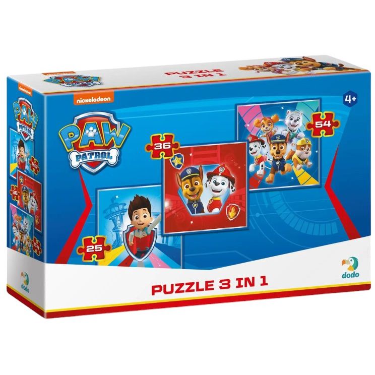 Дитячі Пазли 3 в 1 Paw Patrol Команда готова до пригод DoDo 200153 - фото 1