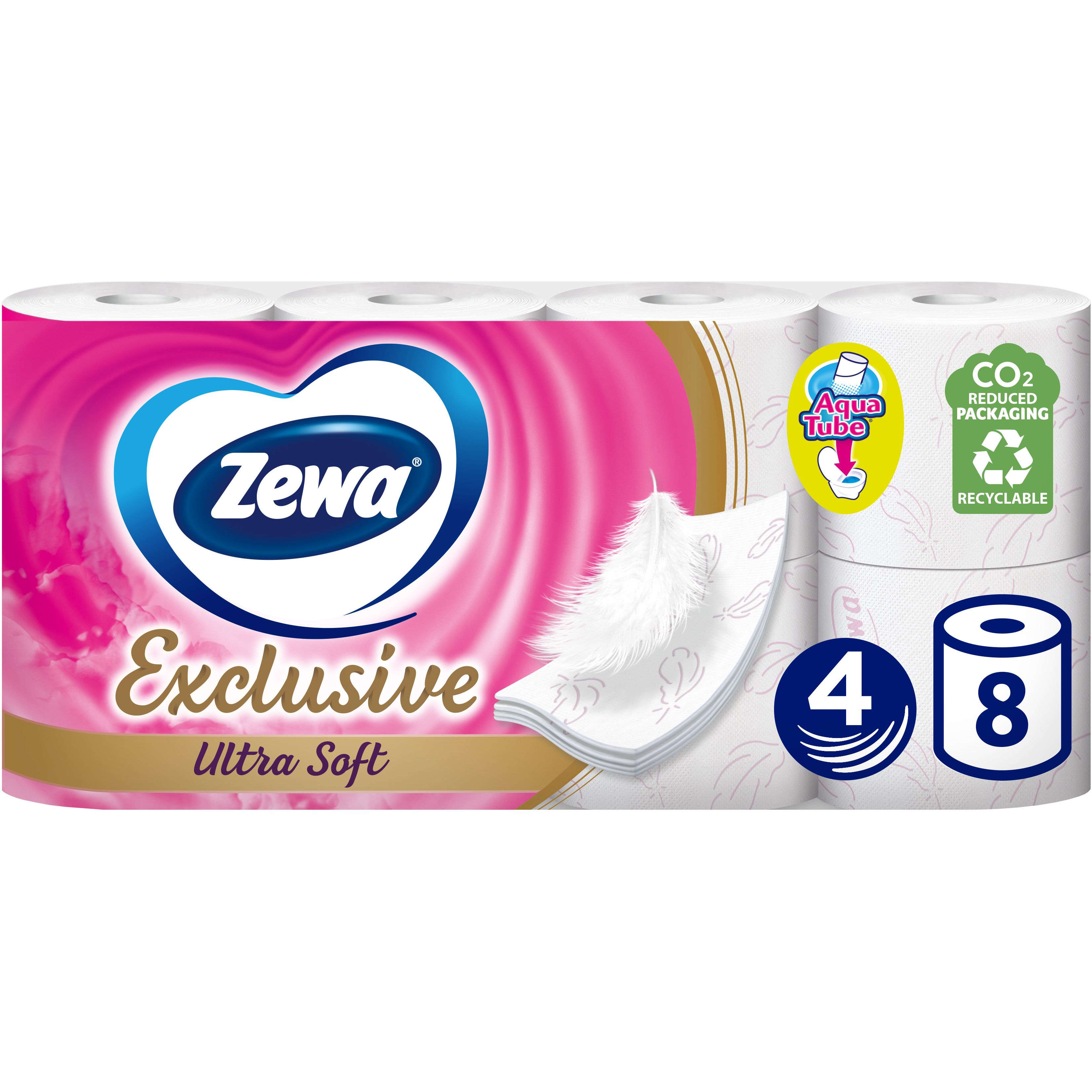 Туалетная бумага Zewa Exclusive Ultra Soft четырехслойная 8 рулонов - фото 1