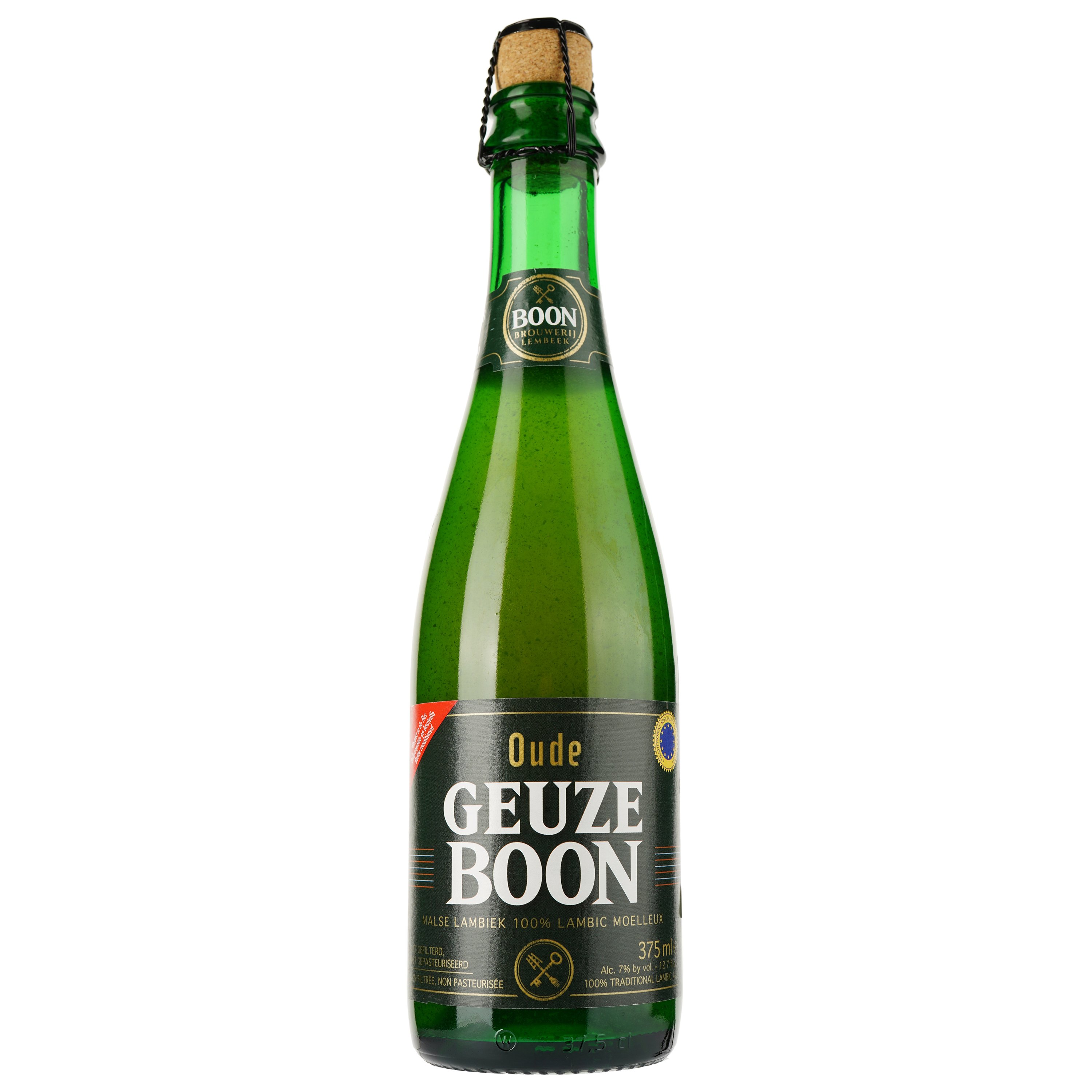 Пиво Boon Oude Geuze, світле, нефільтроване, солодове, 7% 0,375 л (591368) - фото 1