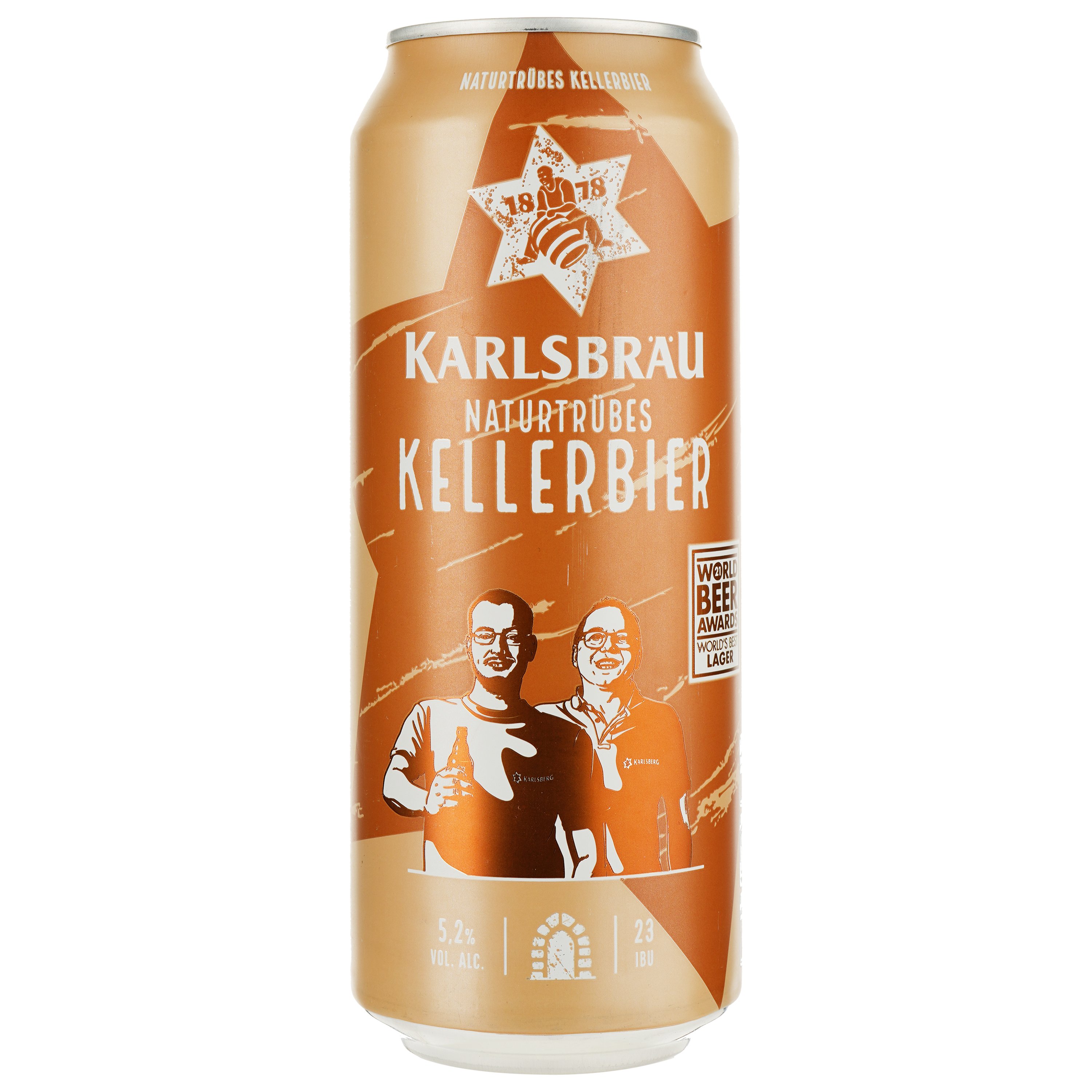 Пиво Karlsbrau Kellerbier светлое 5.2% 0.5 л ж/б - фото 1