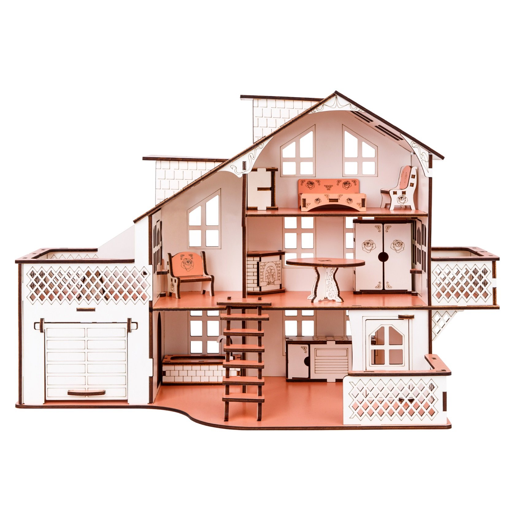 Кукольный дом GoodPlay, с гаражом, розовый (B010) - фото 1