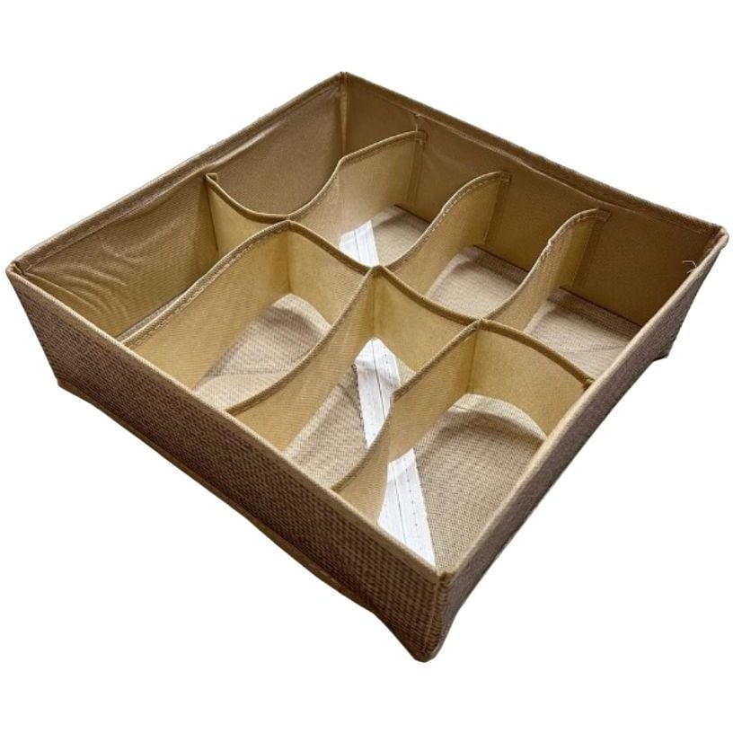 Коробка-органайзер Stenson R89760 30х30х10 см 8 отделений коричневая (26003) - фото 1